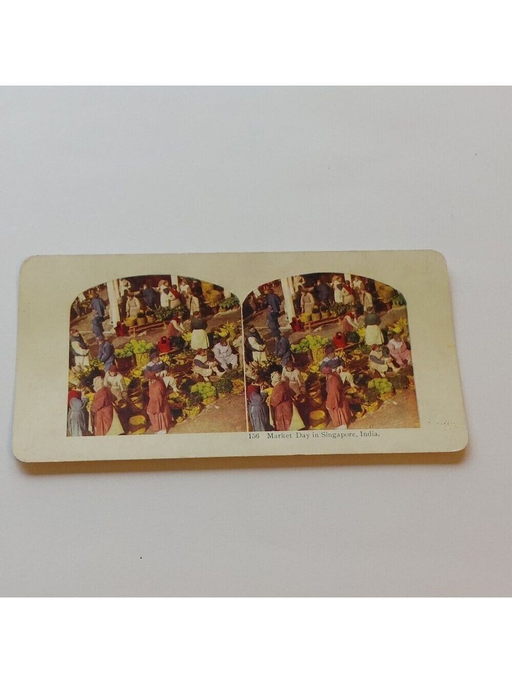 ANTIQUE Stereograph Card Singapore India/City of Havana DOUBLE SIDED